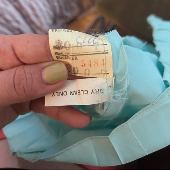 vintage light blue lace polka dot maxi dress daisy lace empire waist - Picture 8 of 13